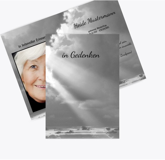 Sterbebildkarte Himmel Schwarz 74x105mm