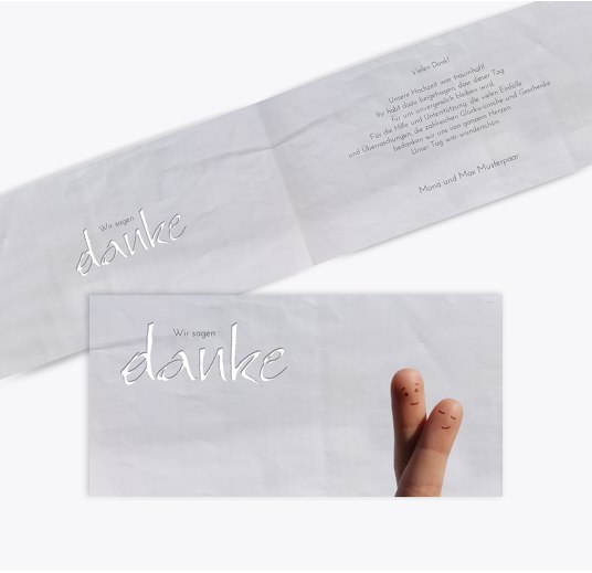 Hochzeit Dankeskarte Fingerpaar 2 Grau 215x105mm