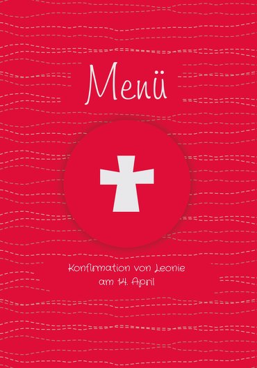 Ansicht 3 - Menükarte Konfirmation Wellen Kreuz