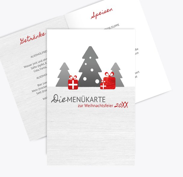 Weihnachtsmenükarte Geschenkebaum