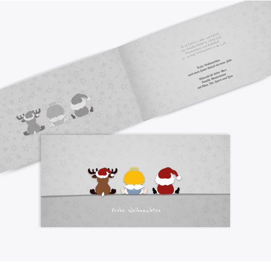 Grußkarte Trio HellGrau 215x105mm