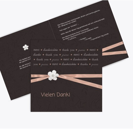 Hochzeit Dankeskarte 2 sanfte Blüte PastellHellRot 145x145mm