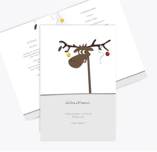 Menükarte Elch Weiß 148x210mm
