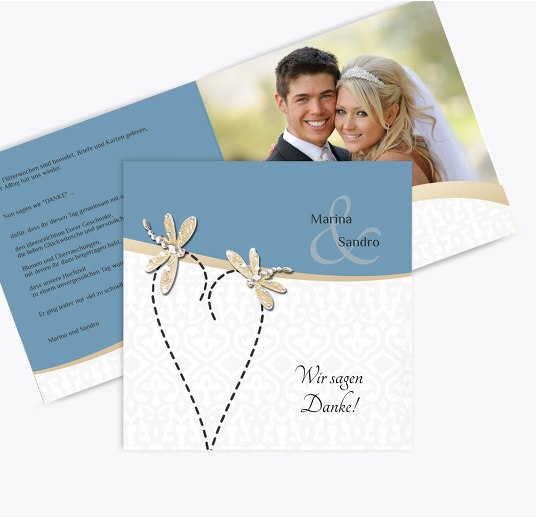 Hochzeit Dankeskarte Unzertrennlich MattBlauDunkler 145x145mm