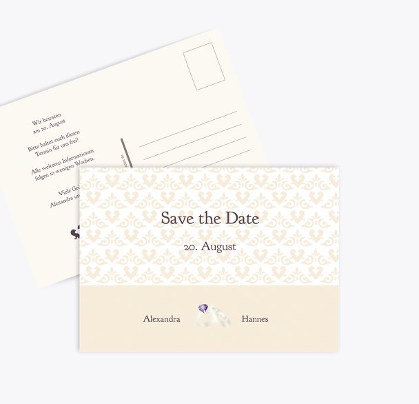 Save-the-Date Ornament mit Herz