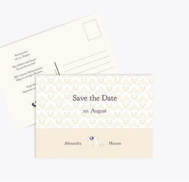 Save-the-Date Ornament mit Herz