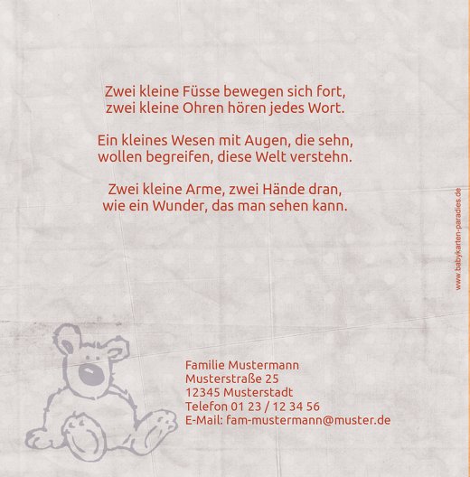 Ansicht 2 - Baby Dankeskarte Teddy-Star