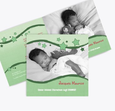 Baby Dankeskarte Sternenwelle