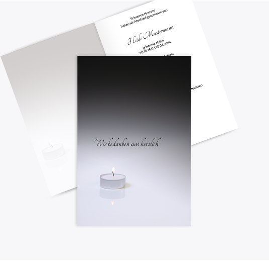 Dankeskarte Teelicht Trauergrau 114x170mm