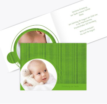 Taufkarte Einladung Wollknäuel