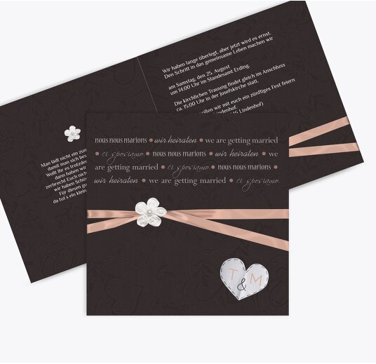 Hochzeit Einladungskarte sanfte Blüte PastellHellRot 145x145mm