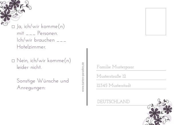 Ansicht 3 - Hochzeit Antwortkarte Ranke