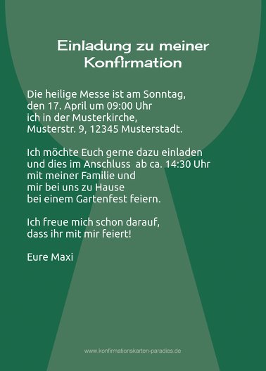 Ansicht 3 - Einladung zur Konfirmation Kelch mit Hostie