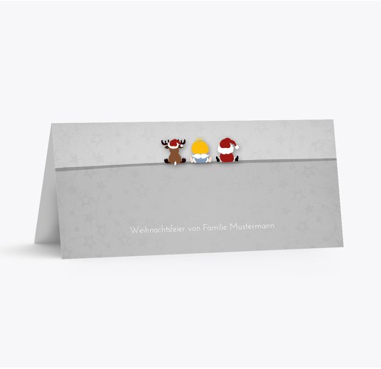 Tischkarte Trio HellGrau 100x44mm