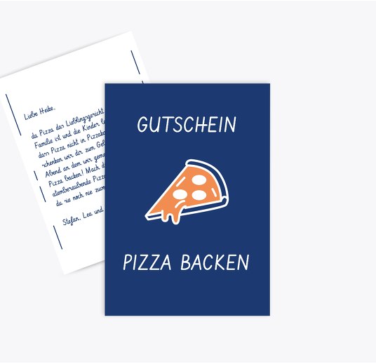 Gutschein zum Geburtstag Pizza backen Blau 105x148mm