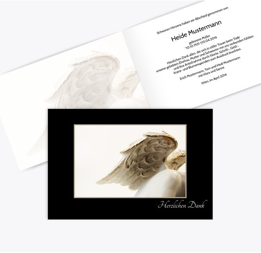 Dankeskarte Engel quer Schwarz 170x114mm