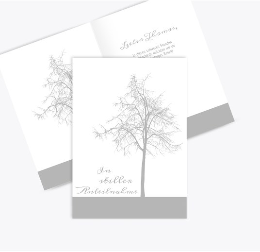 Kondolenzkarte Tree Grau 105x148mm