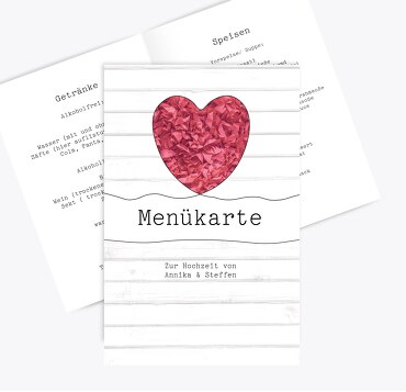 Hochzeit Menükarte Mr&Mrs