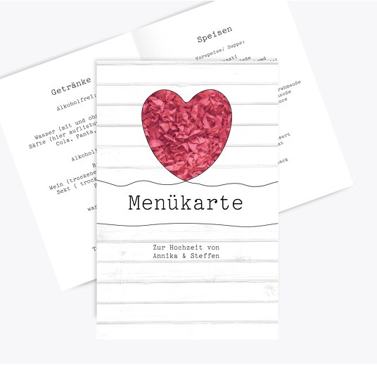 Hochzeit Menükarte Mr&Mrs PinkLeuchtend 148x210mm