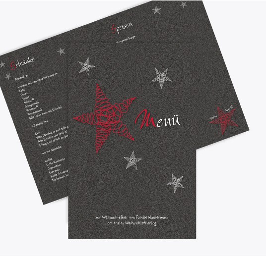 Menükarte curly star WeinRot 148x210mm