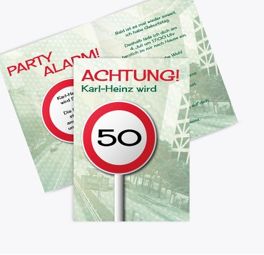 Einladung Begrenzungsschild 50