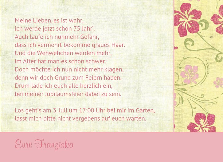 Ansicht 5 - Einladung zum Geburtstag Foto Hibiskus 75