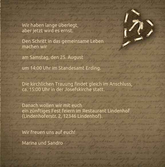 Ansicht 5 - Hochzeit Einladung 2 Herzensgedicht