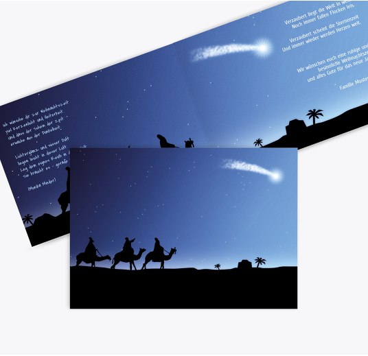 Grußkarte drei hl. Könige DunkelBlaumatt 148x105mm