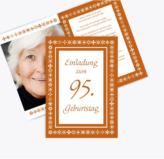 Einladungskarte florale Elemente 95 Foto Orange 105x148mm