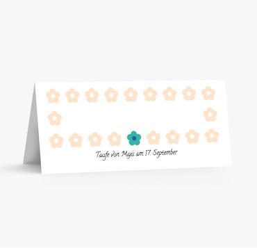 Taufe Tischkarte Blumentapete