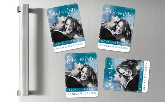 Hochzeits-Magnete Aquarell MattBlauDunkler 55x77mm