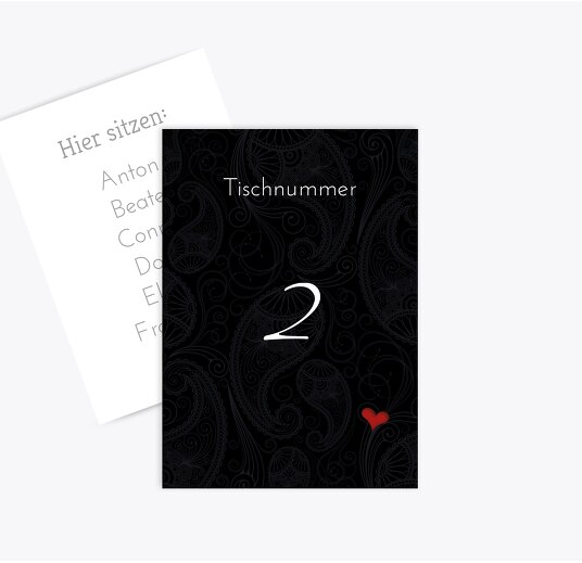 Tischnummer Traumhochzeit Schwarz 105x148mm