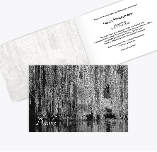 Dankeskarte Flusslandschaft quer Trauergrau 170x114mm