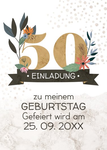 Ansicht 2 - Geburtstagseinladung Blumenzahl 50