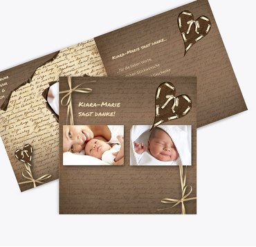 Dankeskarte zur Geburt Gedicht mit Herz