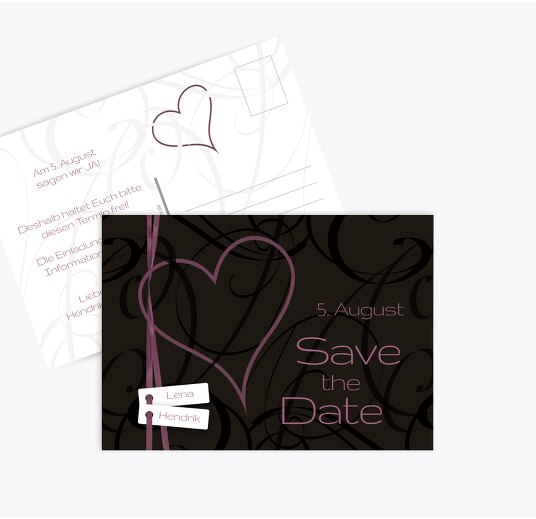 Hochzeit Save-the-Date Band Lila 148x105mm