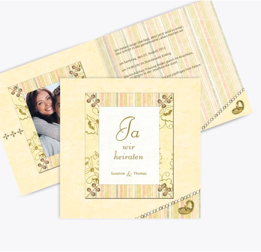 Hochzeit Einladung Bund für's Leben champagner 145x145mm