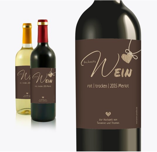 Hochzeit Flaschenetikett natürlich Ja braunmatsch 90x120mm