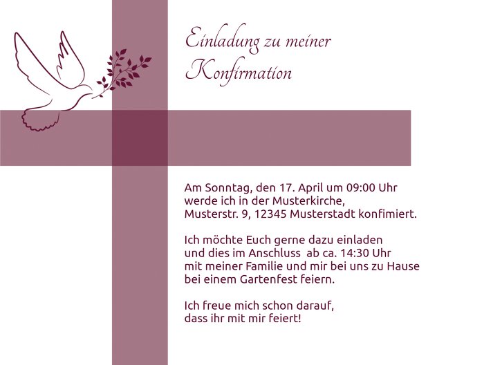 Ansicht 5 - Einladungskarte zur Konfirmation Glaubensbote