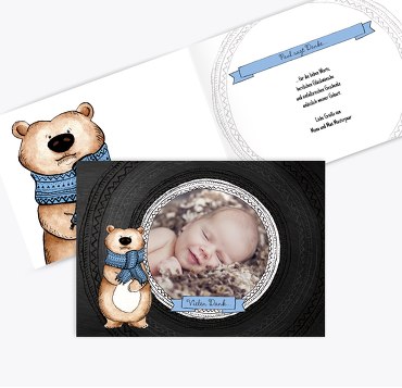 Baby Dankeskarte Vintage Bär