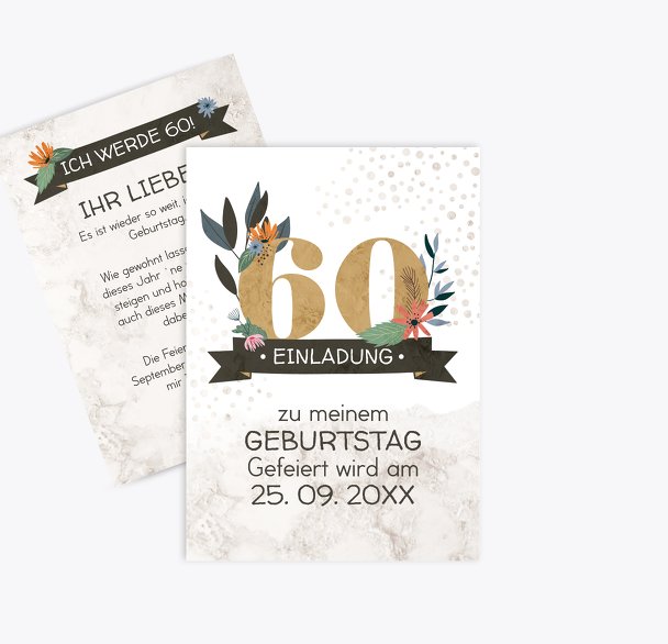 Geburtstagseinladung Blumenzahl 60