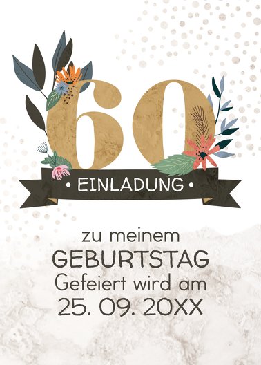 Ansicht 2 - Geburtstagseinladung Blumenzahl 60