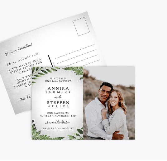 Save-the-Date Blätterwerk DunkelGrün 148x105mm