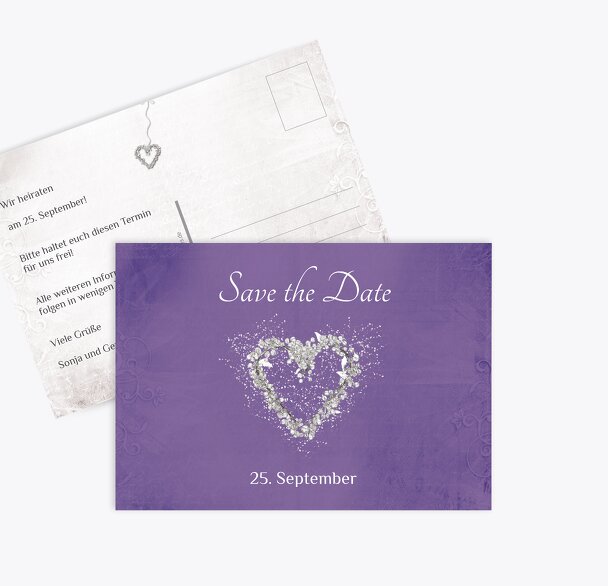 Hochzeit Save the Date glamour heart