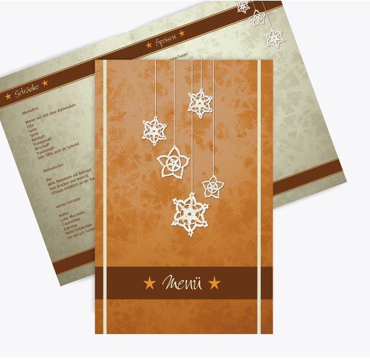 Menükarte snowflakes Orange 148x210mm