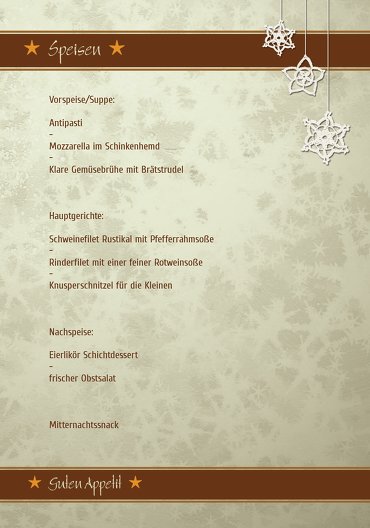 Ansicht 5 - Menükarte snowflakes