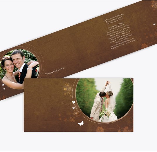 Hochzeit Danke Din Liebeserfüllung braunmatsch 215x105mm