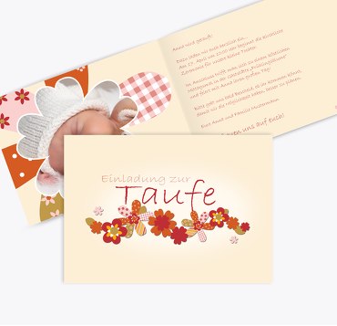 Taufkarte Blumenband