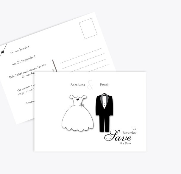 Hochzeit Save-the-Date dress and suit