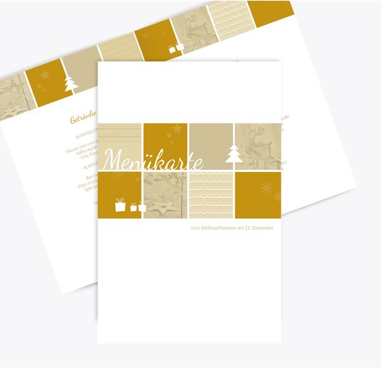 Menükarte Frohes Fest DunkelGelb 148x210mm